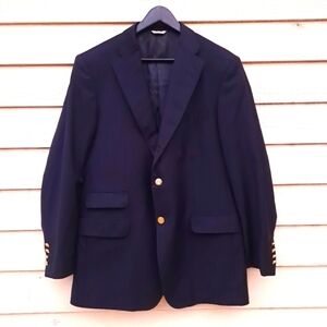 ANDREW CARRINGTON Dark Blue 2 Button Men's Jacket Sz 42R 100% Wool Made In Italy